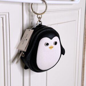 Kate Spade Penguin Coin Purse Bag Charm Pebbled Leather NWT